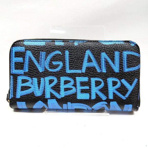 Burberry Long Wallet Black Leather 299-071625 - Picture 1 of 8